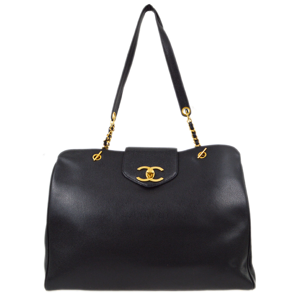 Luxury Chanel 1991-1994 Black Caviar Supermodel Shoulder Bag