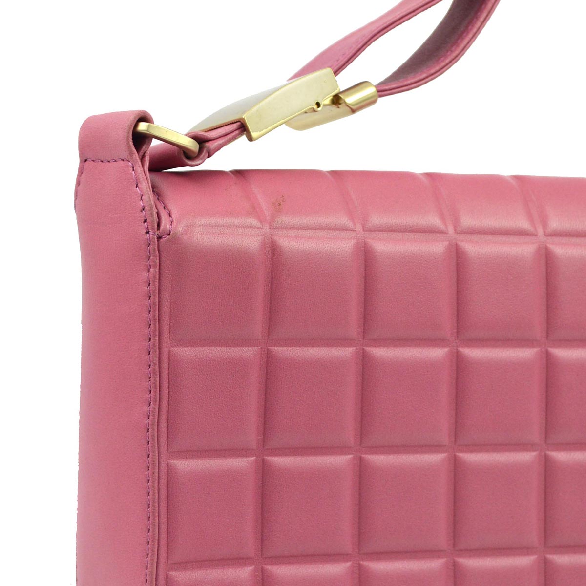 Luxury Chanel 2003-2004 Pink Lambskin Choco Bar Shoulder Bag