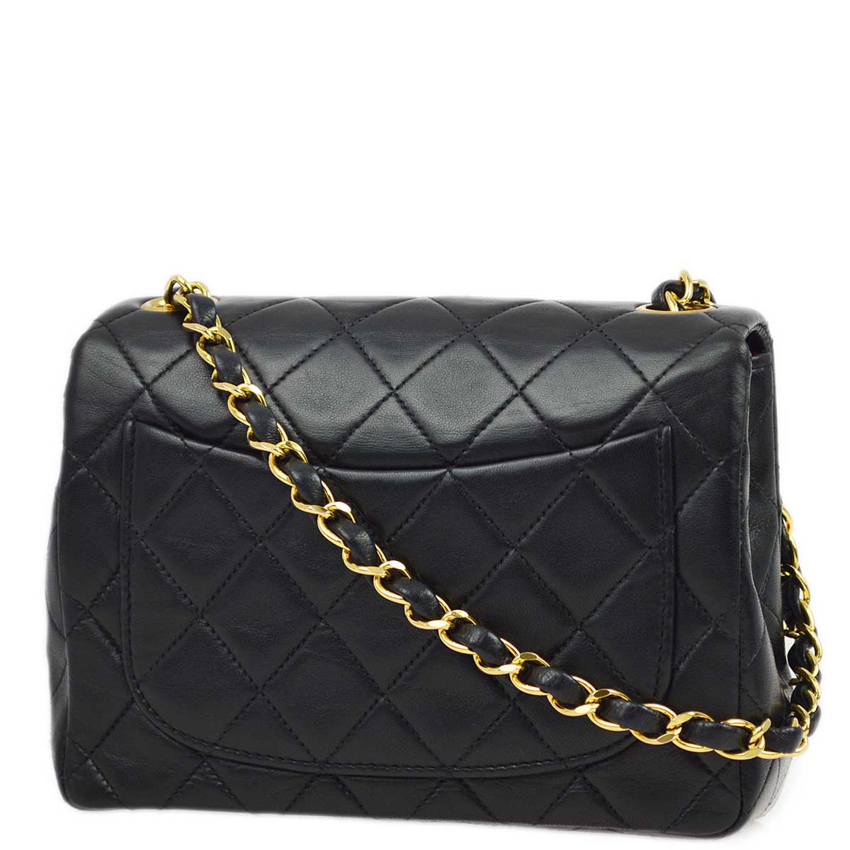 Luxury Chanel 1994-1996 Black Lambskin Mini Classic Square Flap Shoulder Bag 17