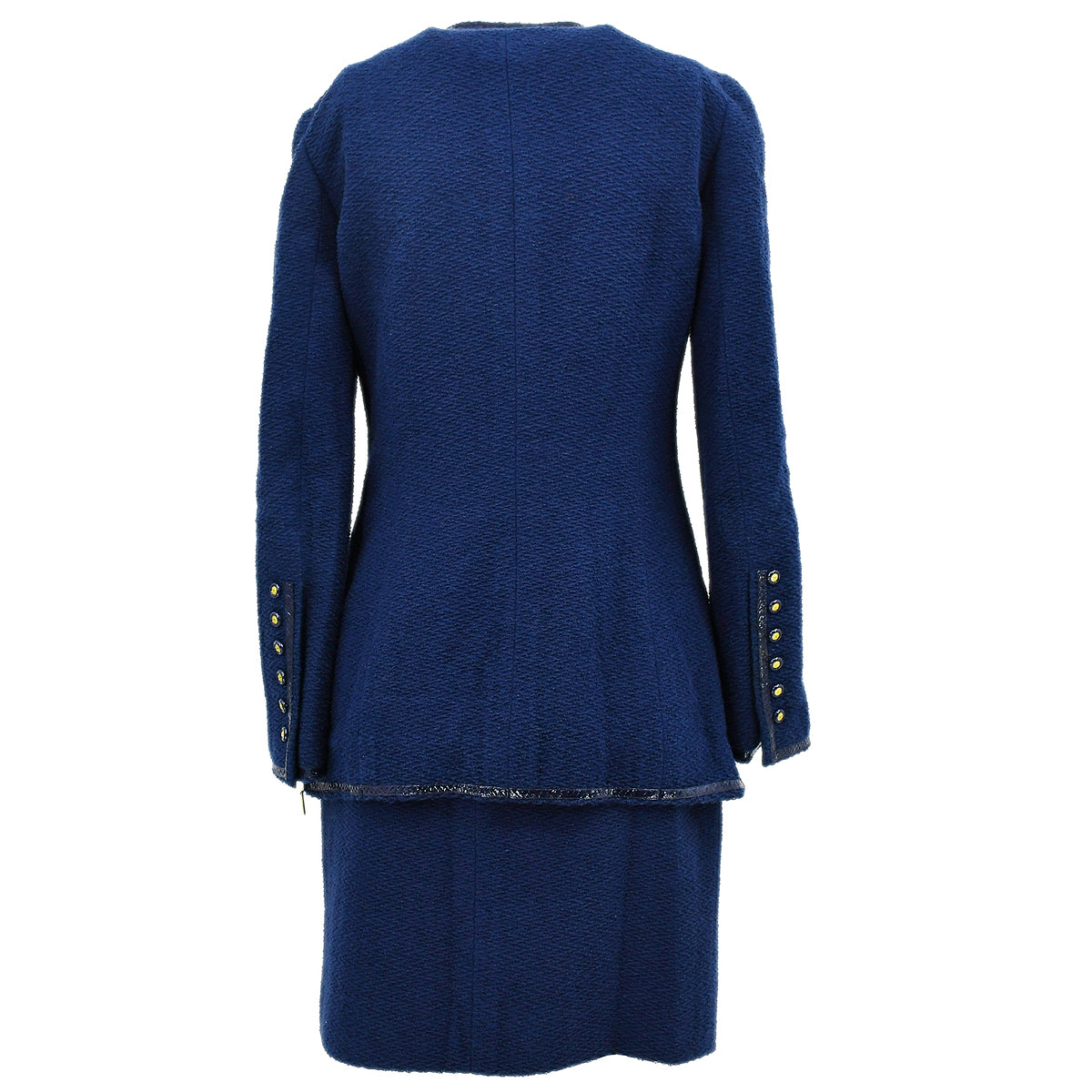 Luxury Chanel Setup Suit Jacket Skirt Navy 95P #40