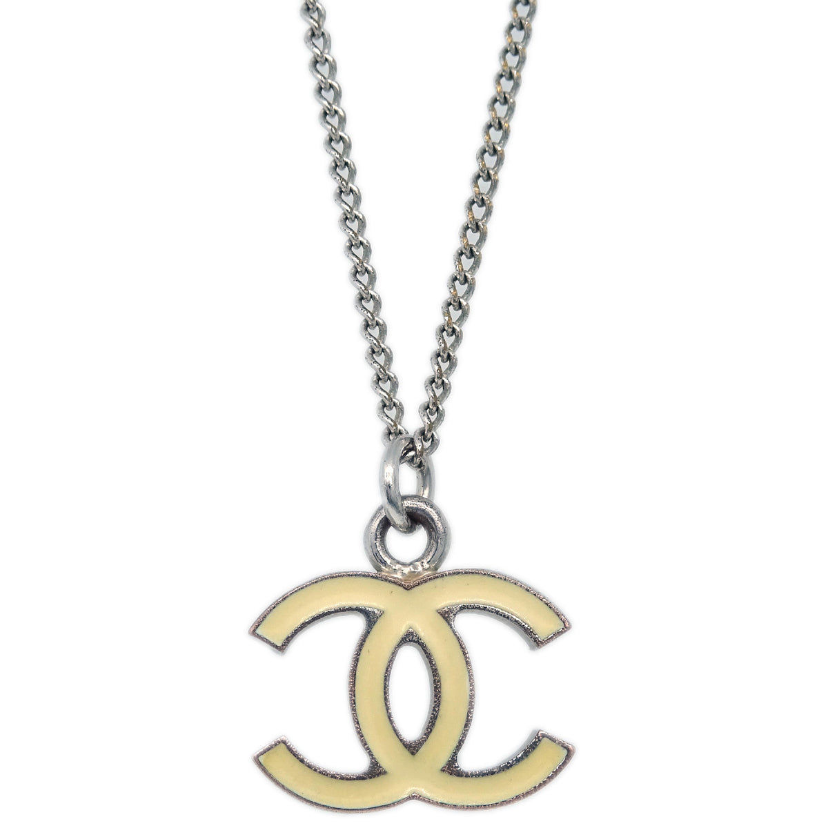 Luxury Chanel Chain Necklace Silver White 06V
