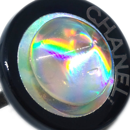 Luxury Chanel Button Earrings Clip-On Silver 00T