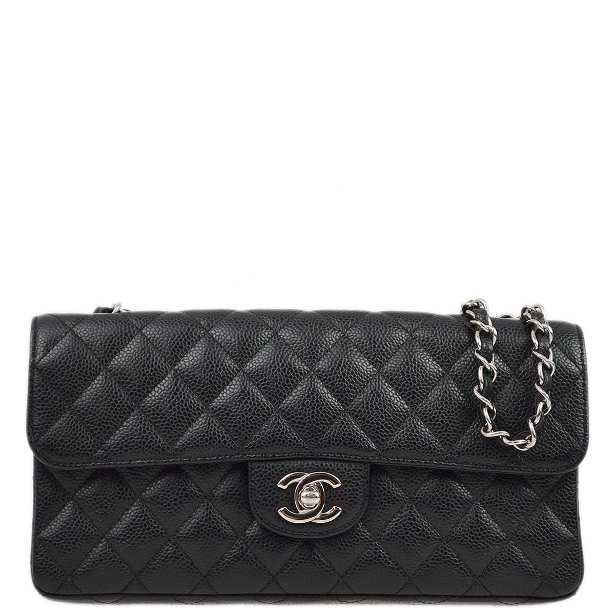 Luxury Chanel 2005-2006 Black Caviar East West Shoulder Bag
