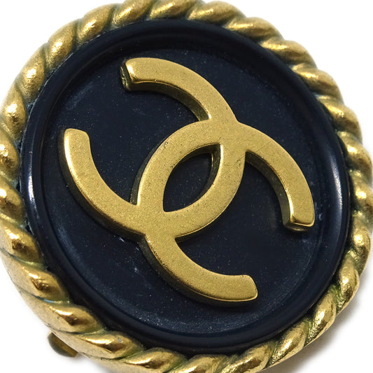 Luxury Chanel Black Button Earrings Clip-On 94A