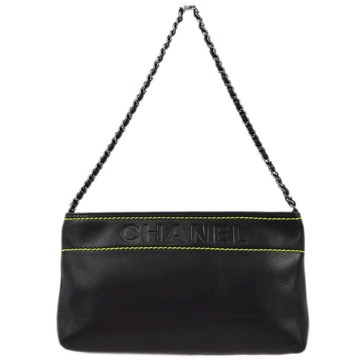 Luxury Chanel 2004-2005 Black Lambskin Chain Handbag