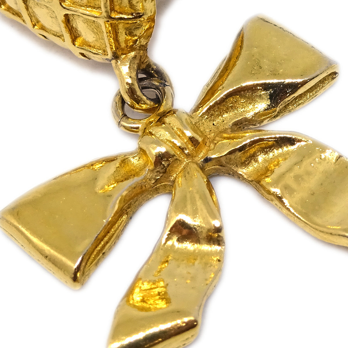 Luxury Chanel Bow Dangle Earrings Clip-On Gold