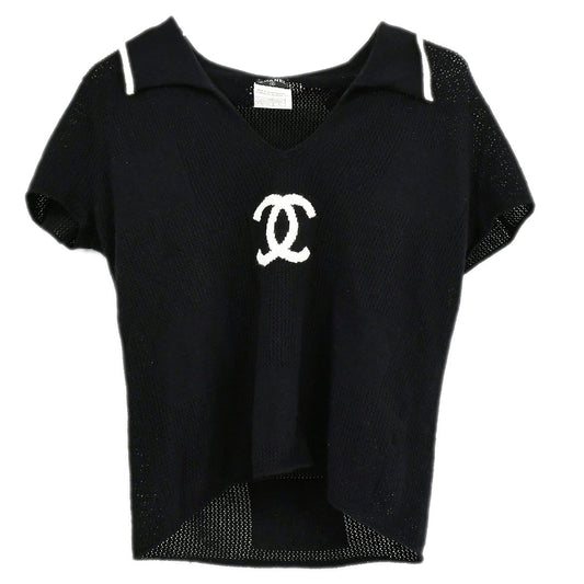 Luxury Chanel Short Sleeve Sweater Black 01C #40