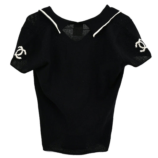 Luxury Chanel Short Sleeve Sweater Black 01C #40