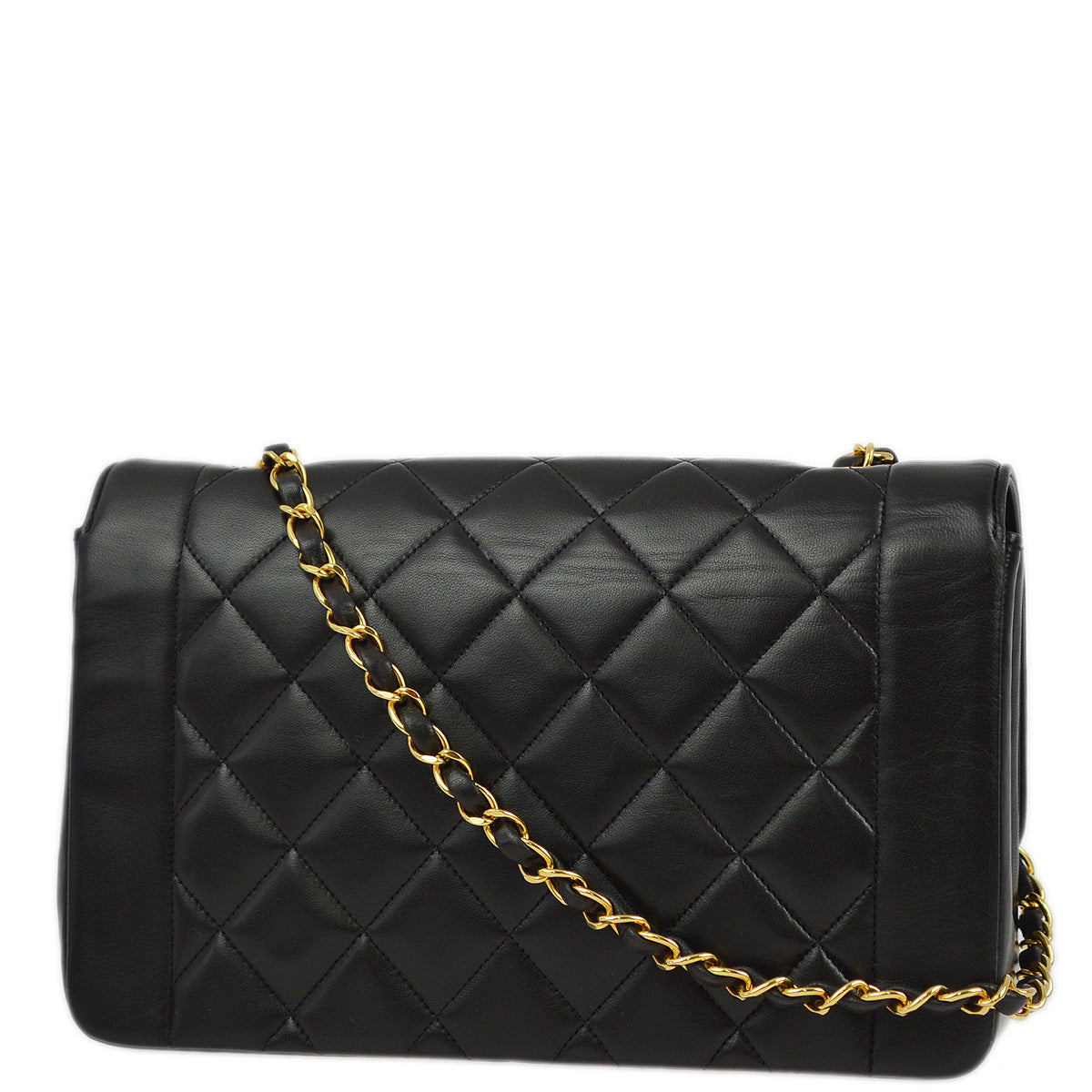 Luxury Chanel 1991-1994 Black Lambskin Medium Diana Shoulder Bag