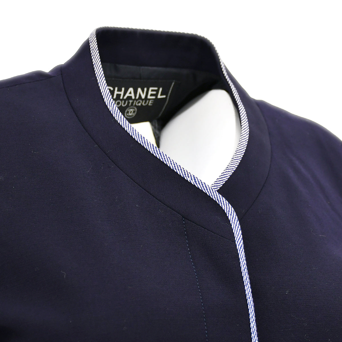 Luxury Chanel Single Breasted Jacket Navy 96P #34