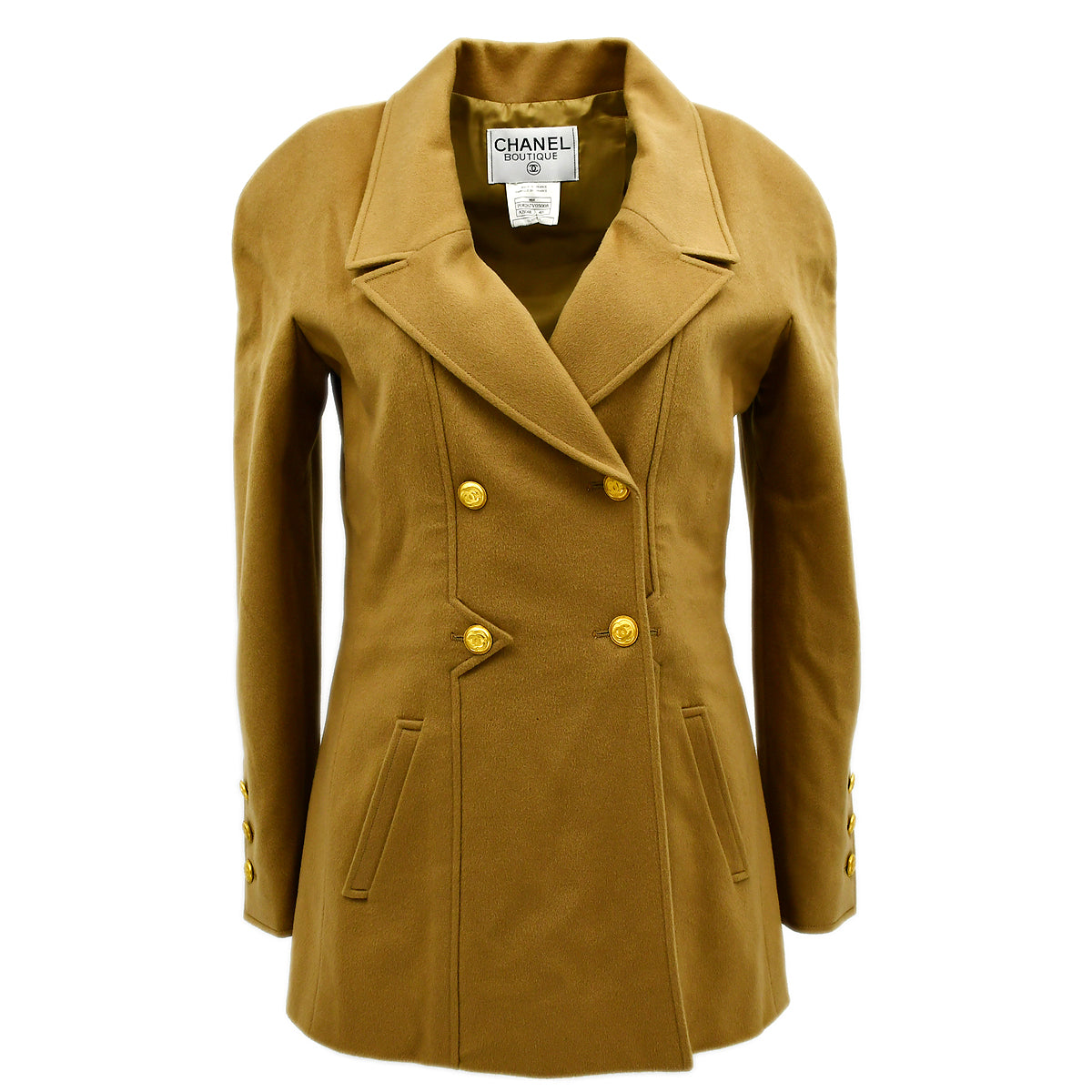 Luxury Chanel Double Breasted Jacket Beige 96A #40
