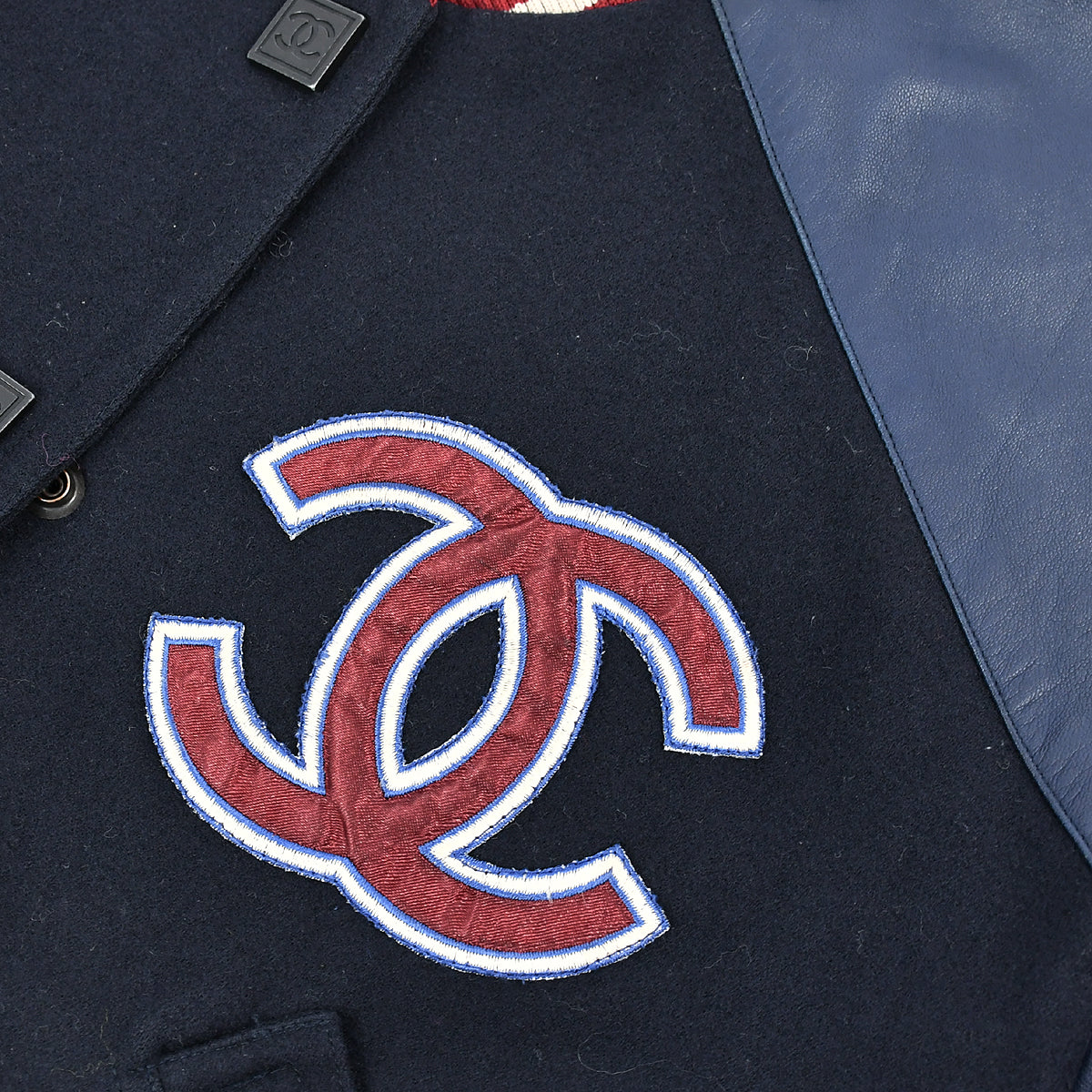 Luxury Chanel Spring Letterman Bomber Jacket Navy 04P #38