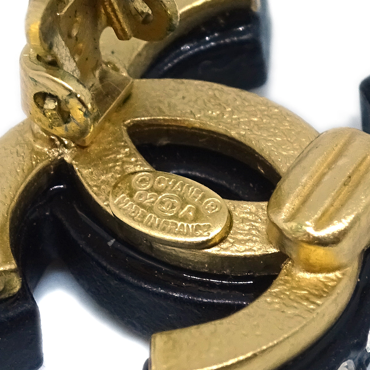 Luxury Chanel Black CC Earrings Rhinestone Clip-On 02A