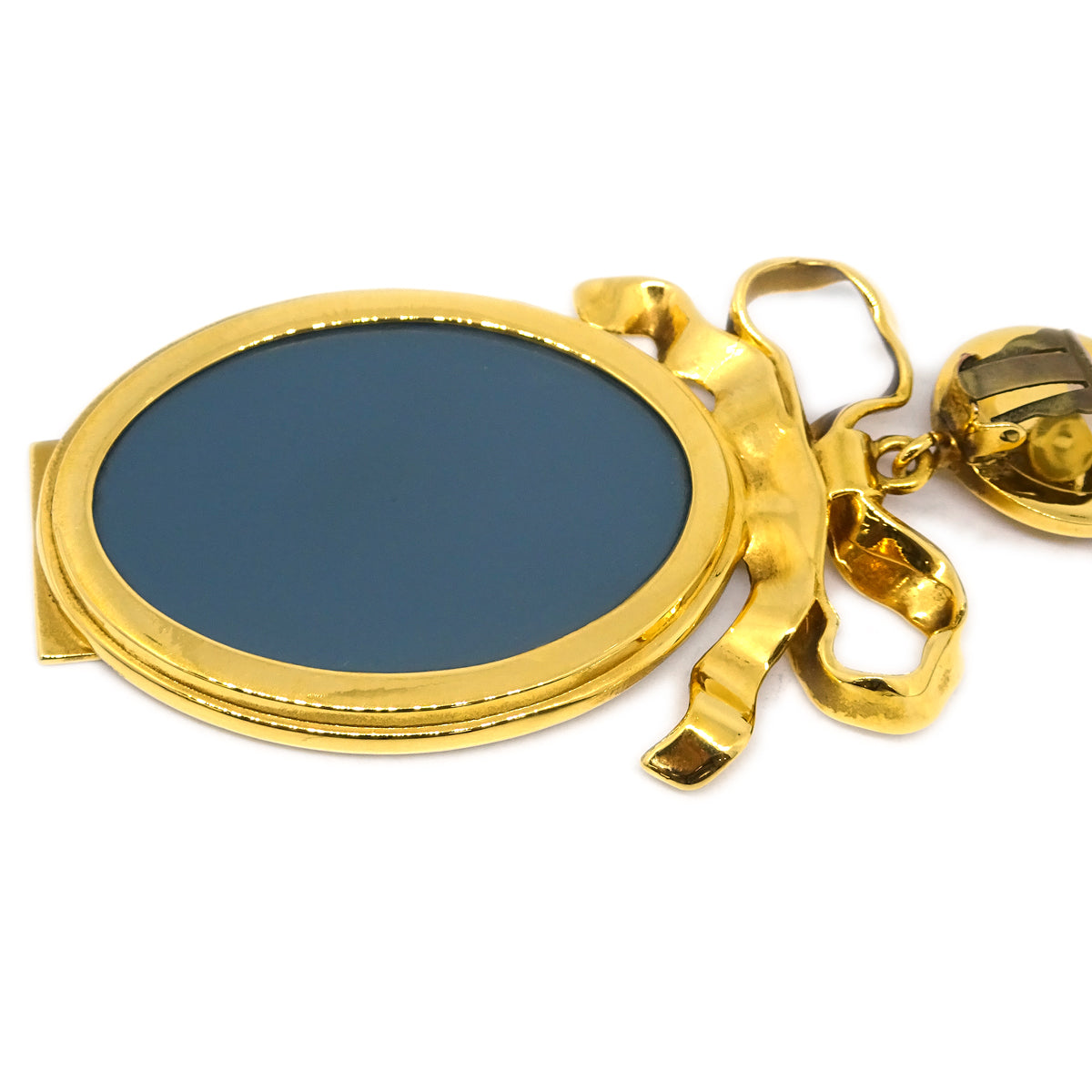 Luxury Chanel Mirror Earrings Clip-On Gold