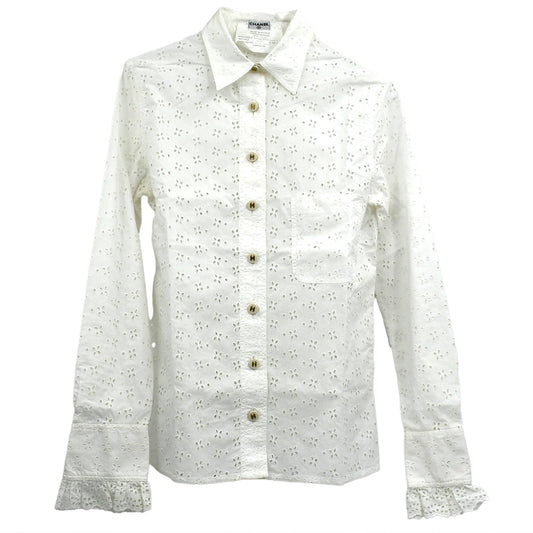 Luxury Chanel Shirt Blouse White #36