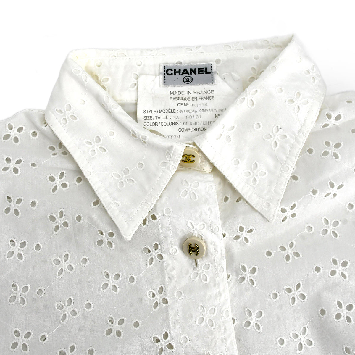 Luxury Chanel Shirt Blouse White #36