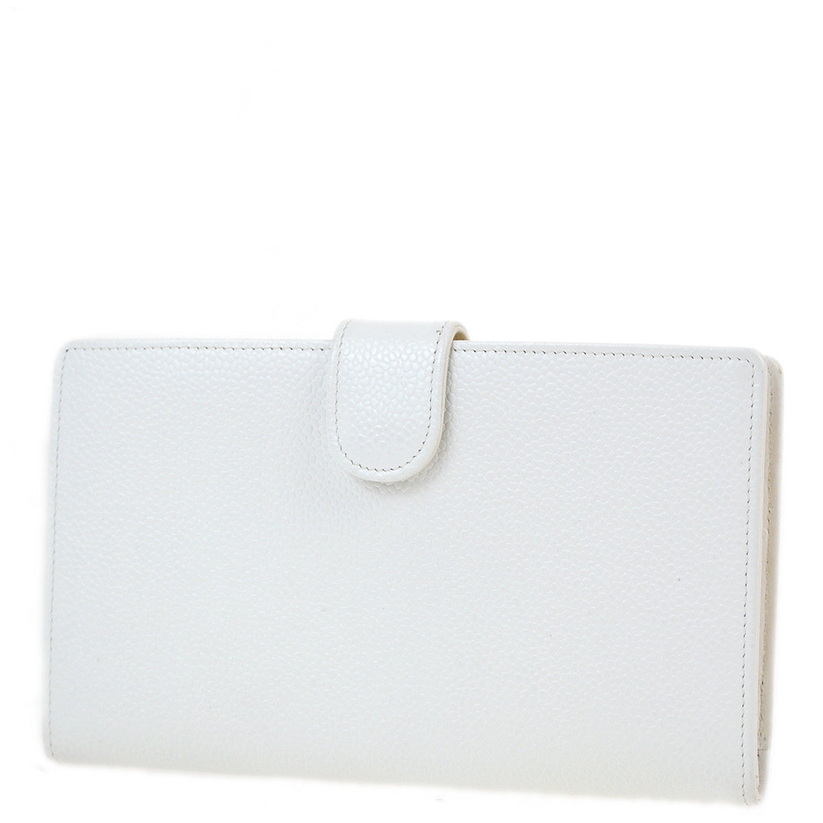Luxury Chanel 1997-1999 White Caviar Bifold Wallet
