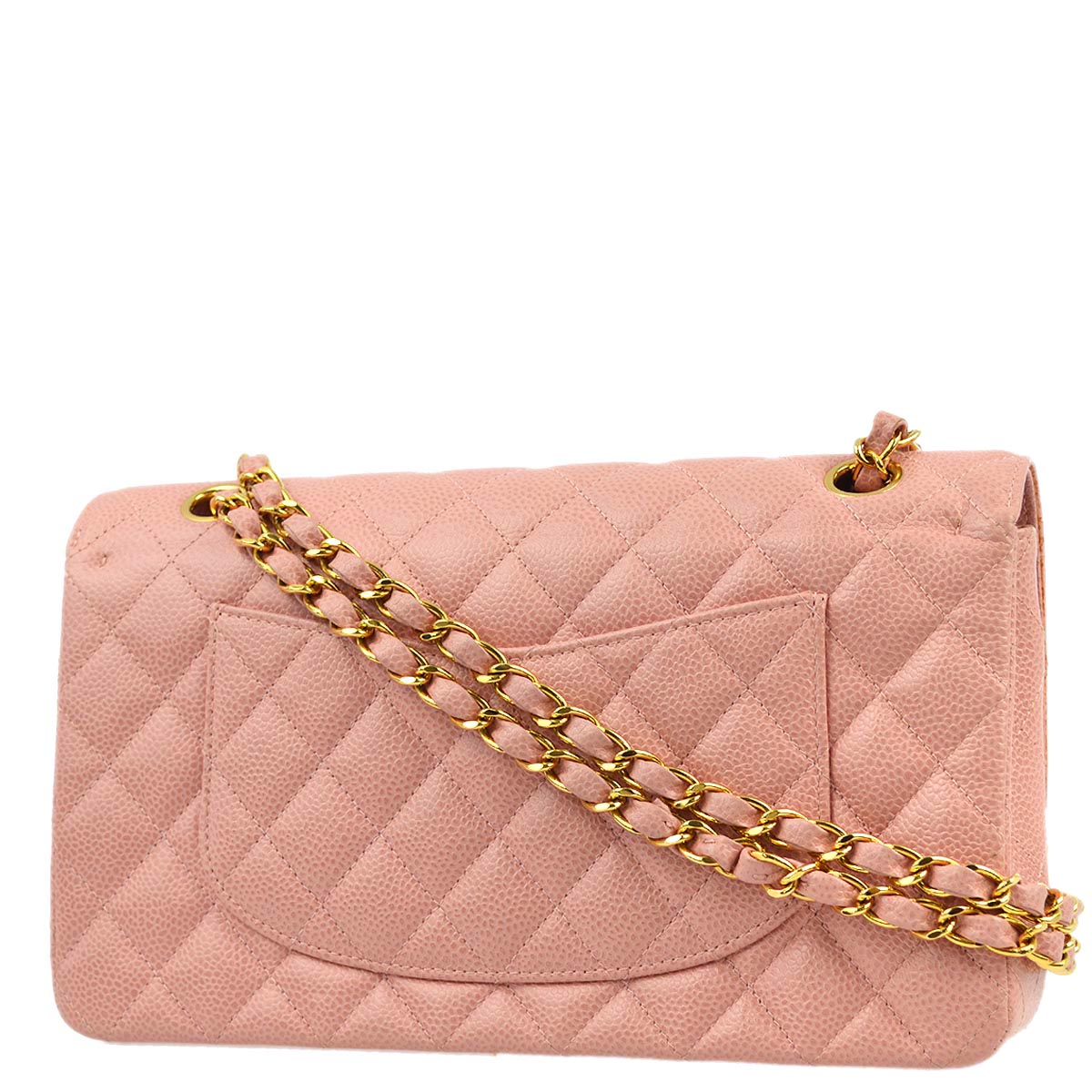 Luxury Chanel 2003-2004 Pink Caviar Medium Classic Double Flap Shoulder Bag