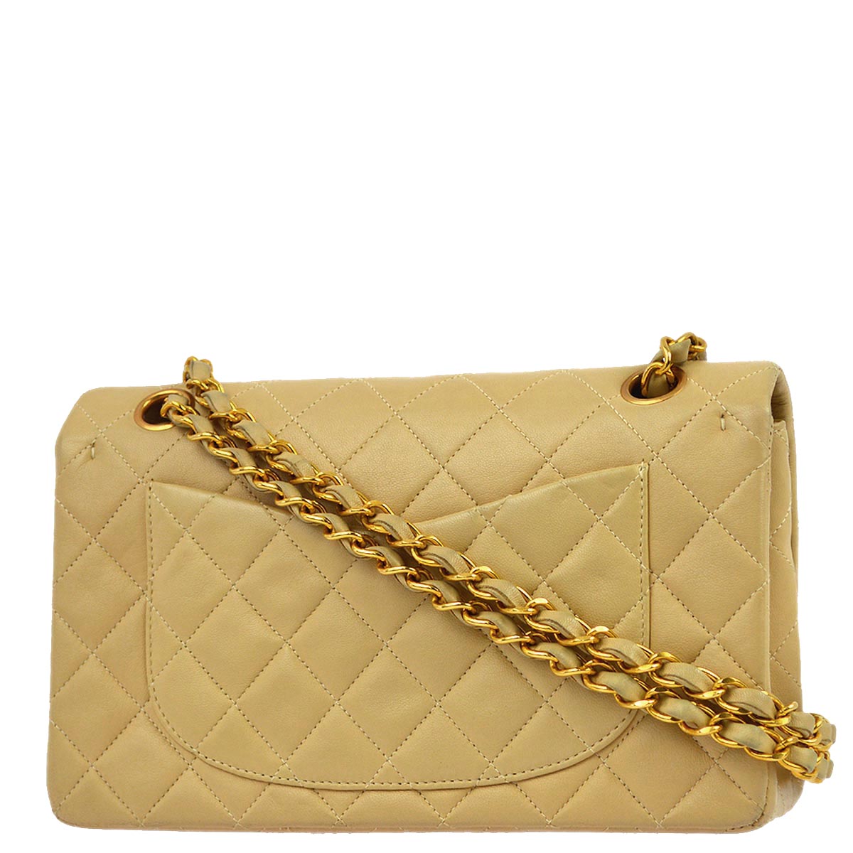 Luxury Chanel 1994-1996 Beige Lambskin Small Classic Double Flap Shoulder Bag