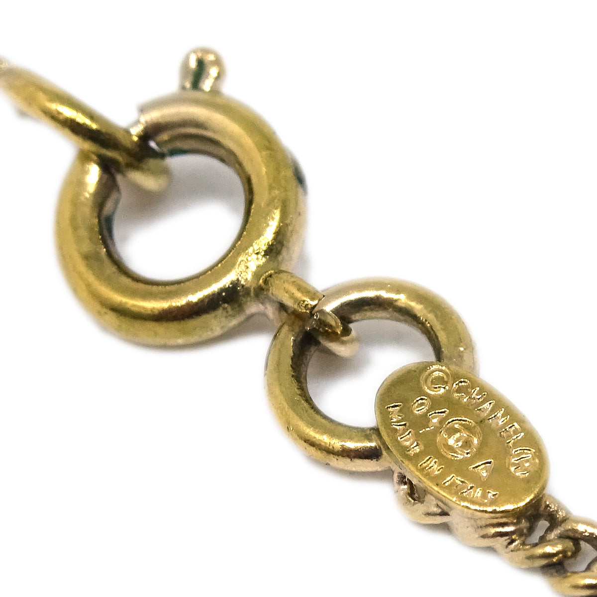 Luxury Chanel Gold Mini CC Pendant Necklace Rhinestone 04A
