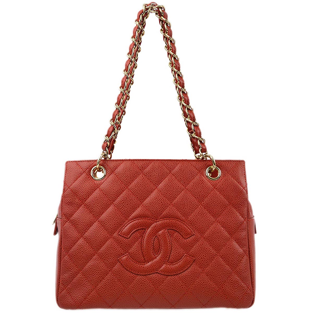 Luxury Chanel 2001-2003 Red Caviar Petite Timeless Tote PTT Chain Handbag