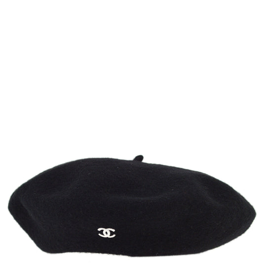 Luxury Chanel Black Hat Beret #57 Small New
