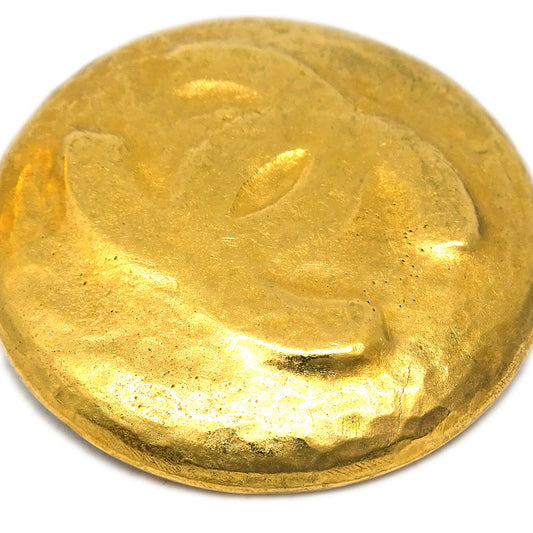 Luxury Chanel Button Earrings Clip-On Gold 93A
