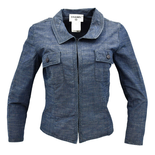 Luxury Chanel Single Breasted Jacket Blue 03P #40