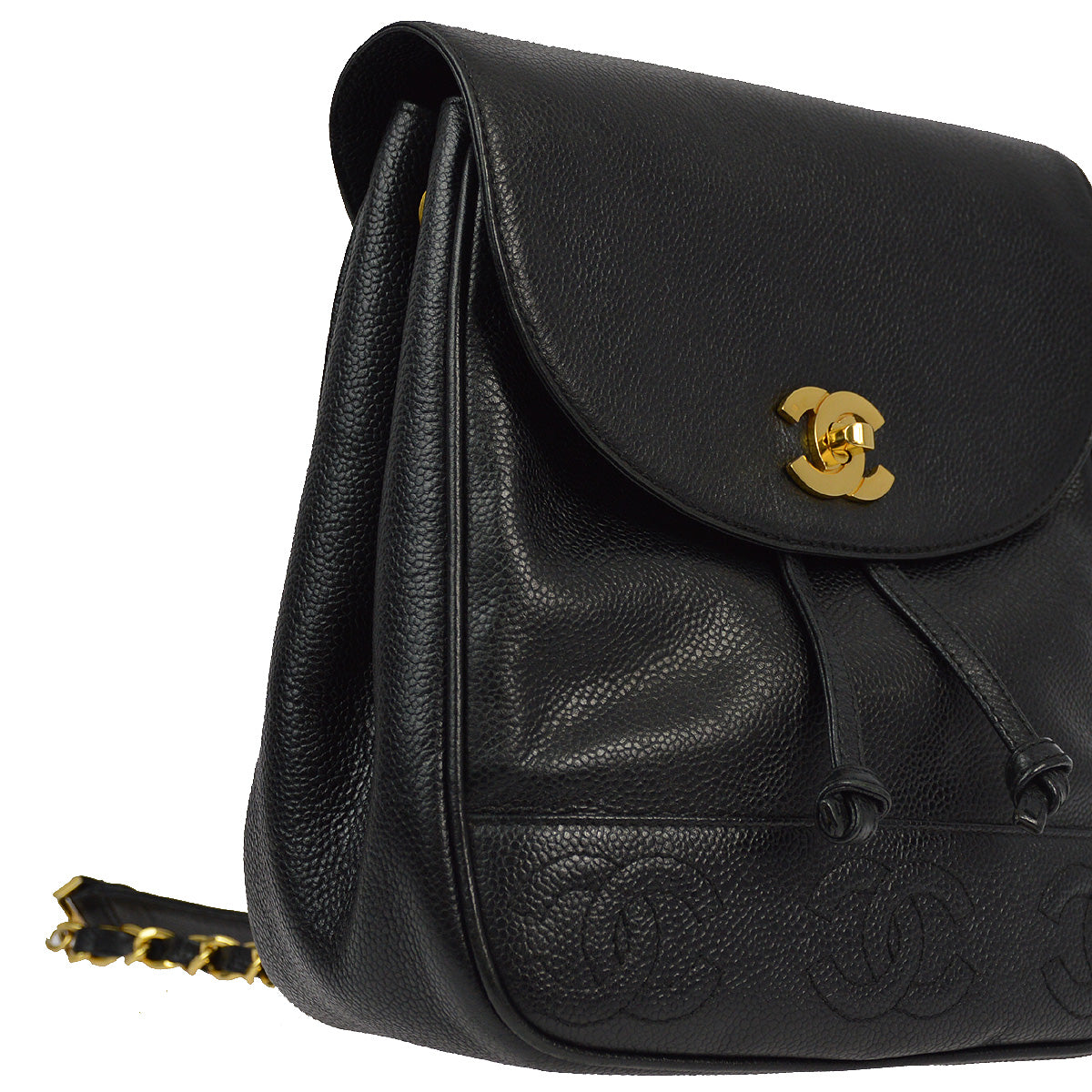 Luxury Chanel 1994-1996 Black Caviar Triple CC Backpack
