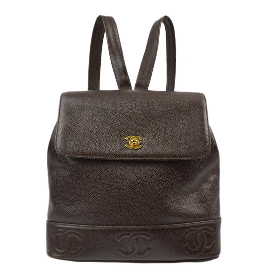 Luxury Chanel 1996-1997 Brown Caviar Triple CC Backpack