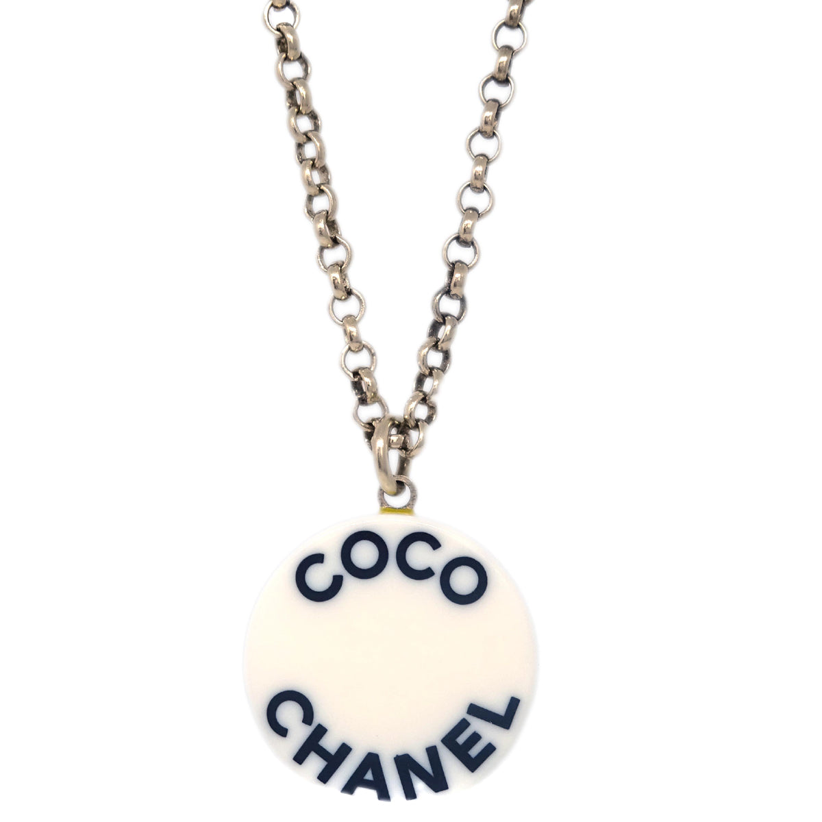 Luxury Chanel Gold White Pendant Necklace 07P