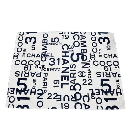 Luxury Chanel Logo Beach Towel White Small New