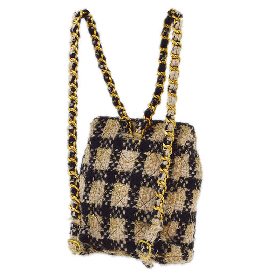 Luxury Chanel 1991-1994 Beige Tweed Duma Backpack Large
