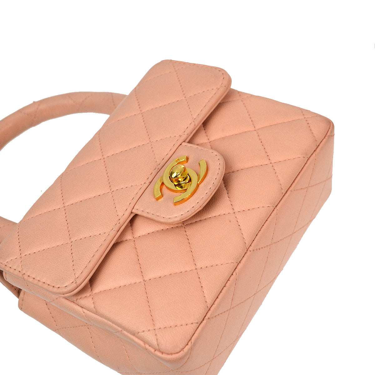 Luxury Chanel 1994-1996 Pink Lambskin Classic Single Flap 2 in 1 Handbag Set