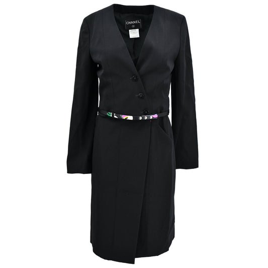 Luxury Chanel Setup Suit Jacket Skirt Black 00T #38