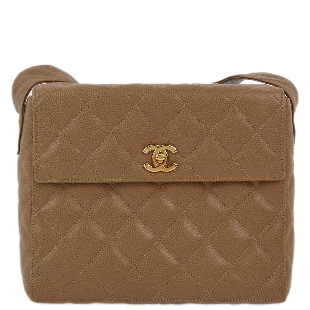 Luxury Chanel 1996-1997 Brown Caviar Straight Flap Shoulder Bag