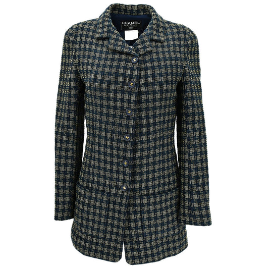 Luxury Chanel Single Breasted Jacket Navy 95A #36