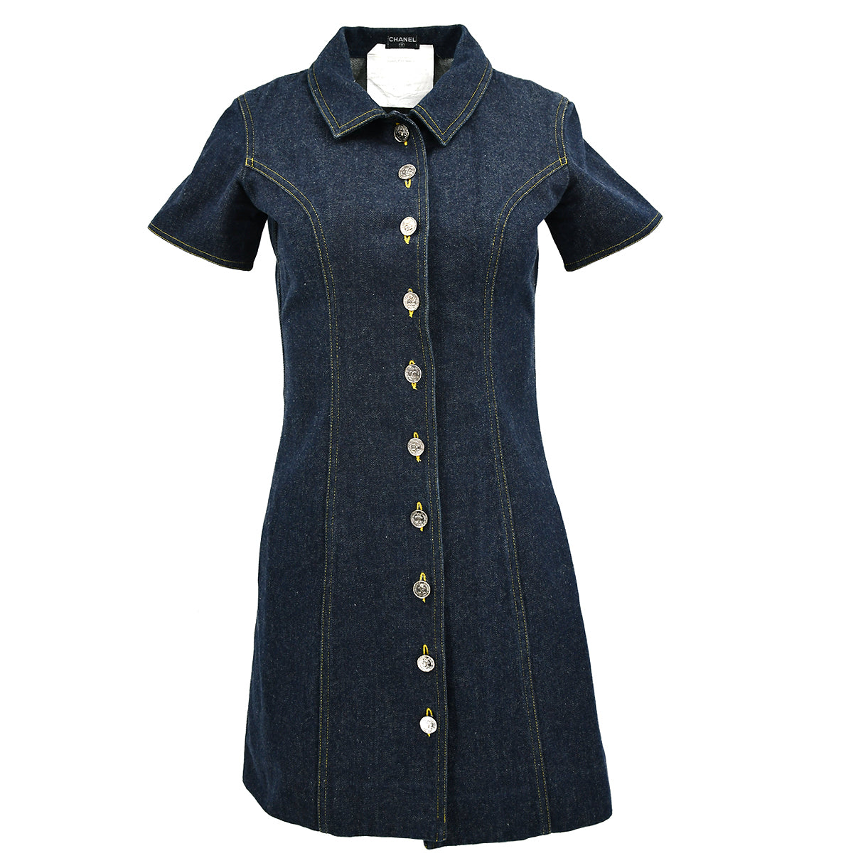 Luxury Chanel Denim Dress Navy #36
