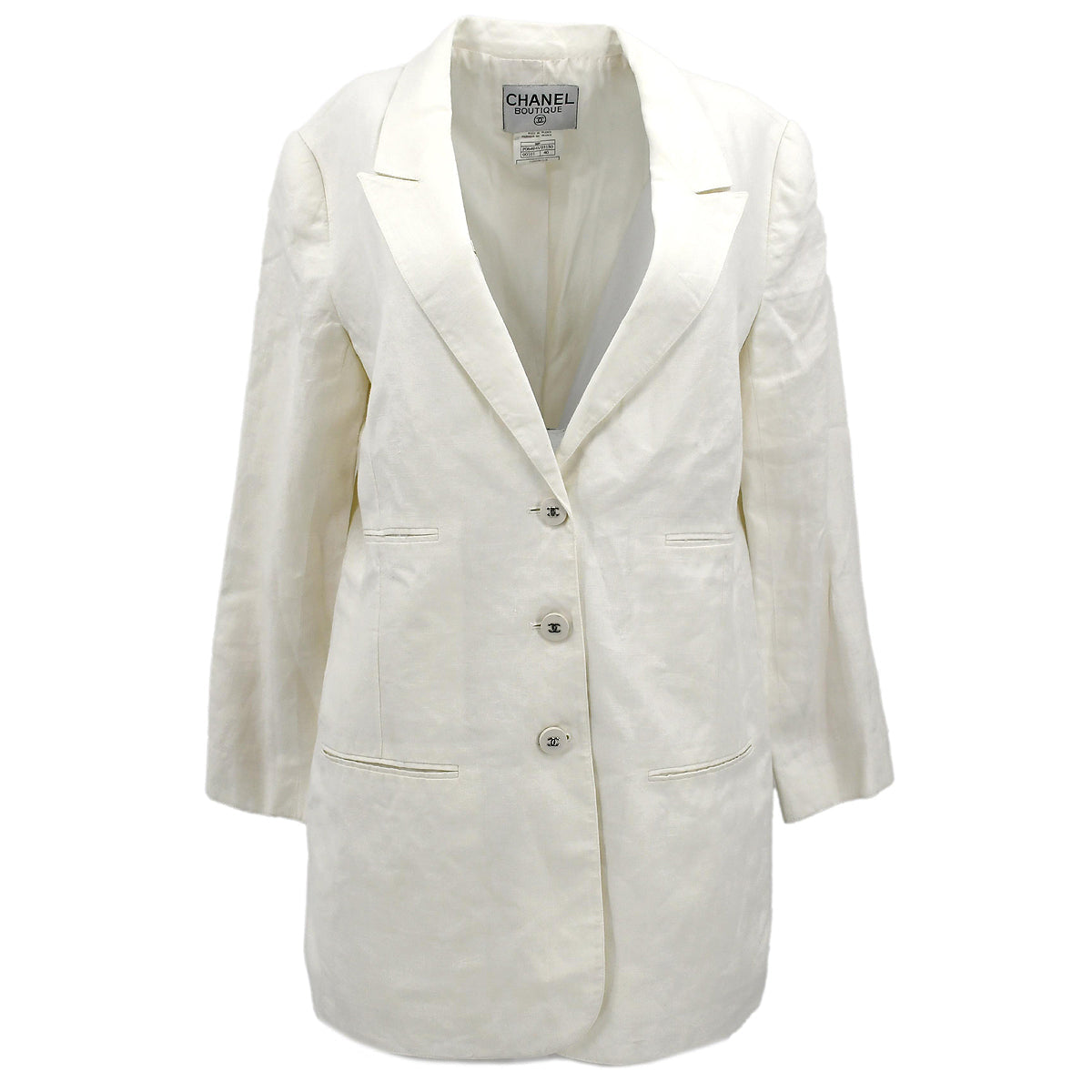 Luxury Chanel Single Breasted Jacket White 96P #40