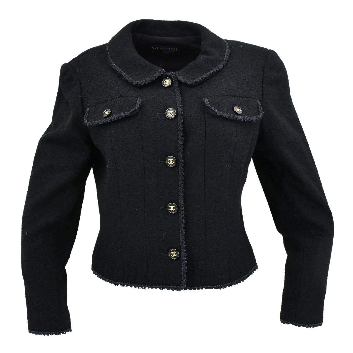 Luxury Chanel Single Breasted Jacket Black