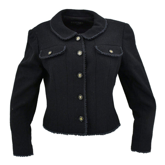 Luxury Chanel Single Breasted Jacket Black