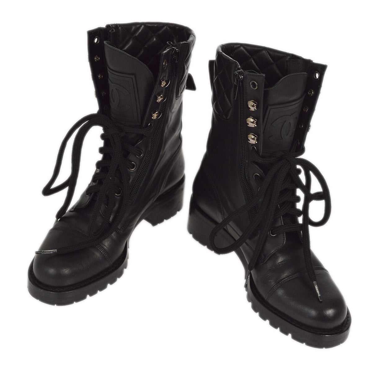 Luxury Chanel * Black Sport Line Short Boots Shoes #35