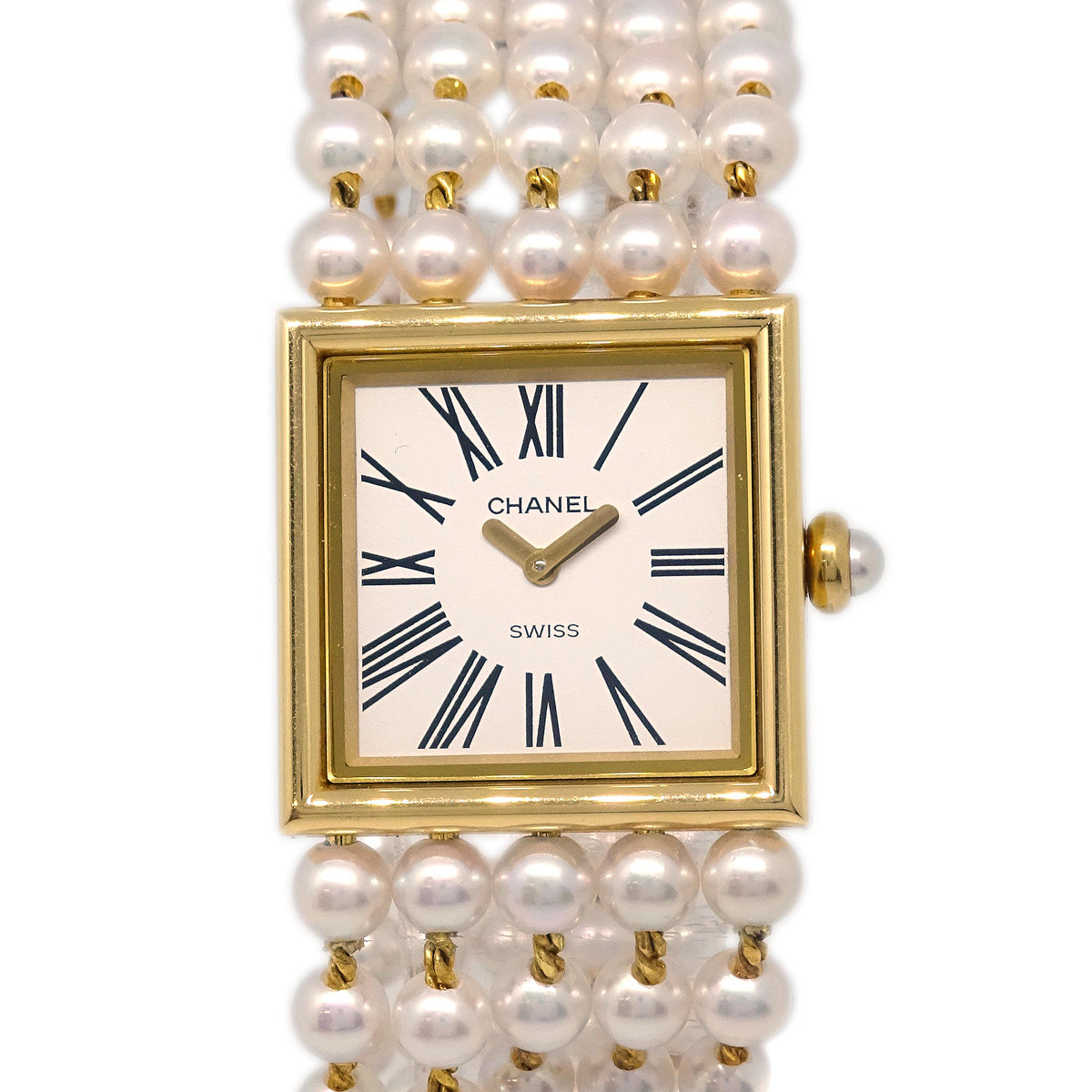 Luxury Chanel Mademoiselle Watch Quartz Pearl 18KYG #L