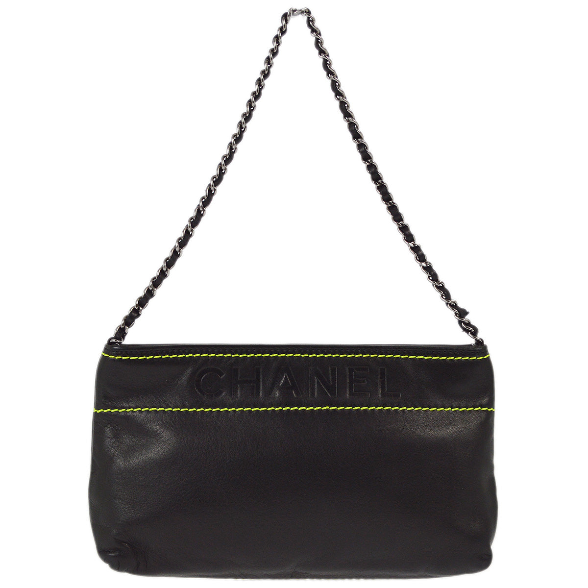 Luxury Chanel 2004-2005 Black Lambskin Chain Handbag