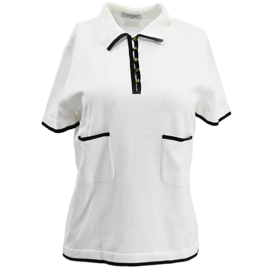 Luxury Chanel Polo T-shirt Top White 96C #42