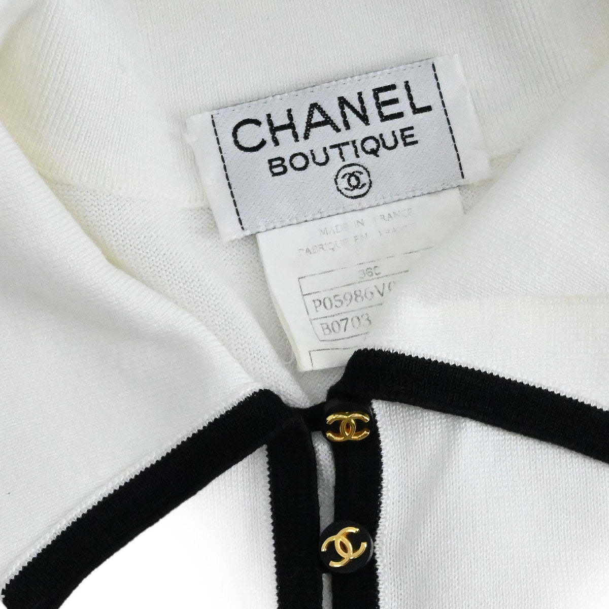 Luxury Chanel Polo T-shirt Top White 96C #42