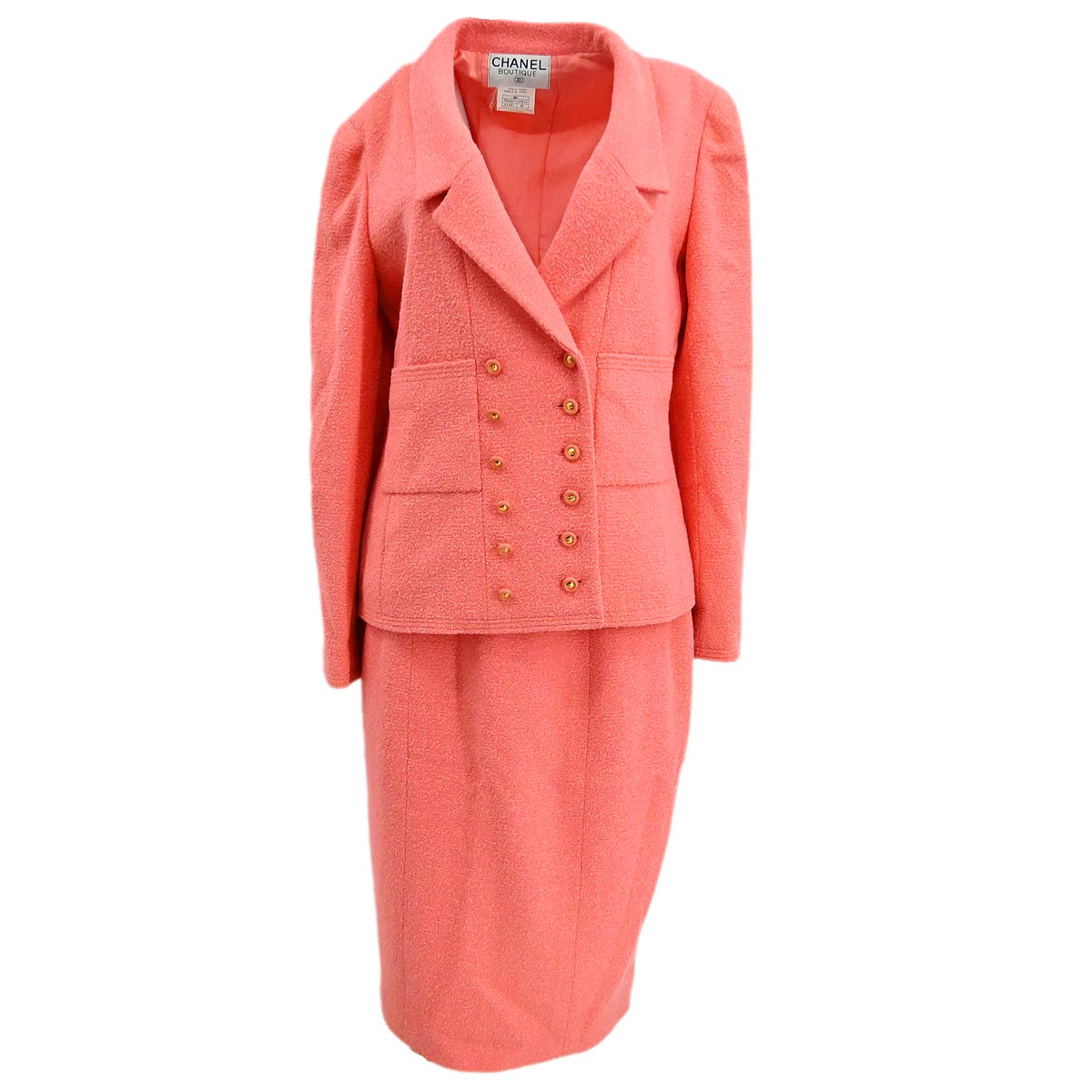 Luxury Chanel Setup Suit Jacket Skirt Pink 96C #42