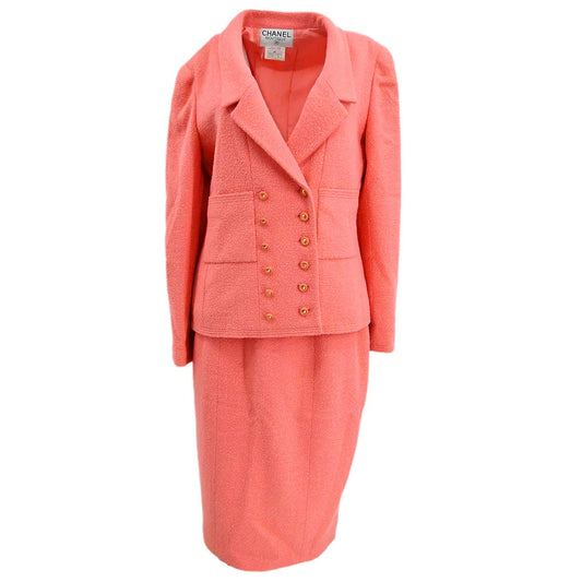 Luxury Chanel Setup Suit Jacket Skirt Pink 96C #42