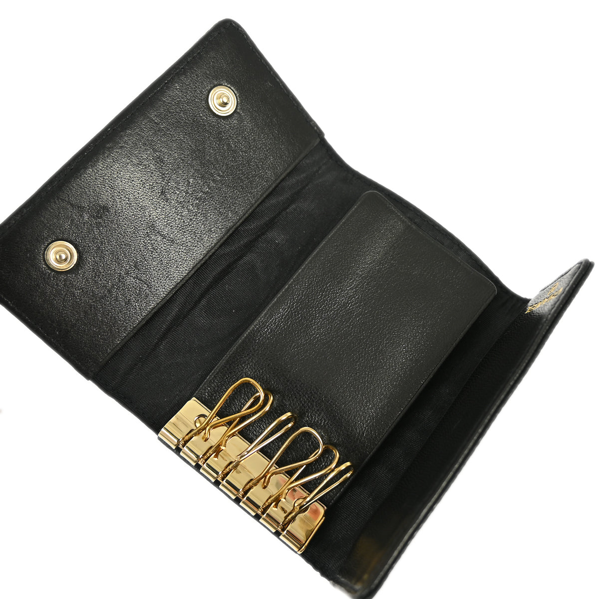 Luxury Chanel 2000-2001 Black Caviar Six Hook Key Case Small New