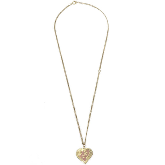 Luxury Chanel Heart Chain Pendant Necklace Gold 05P